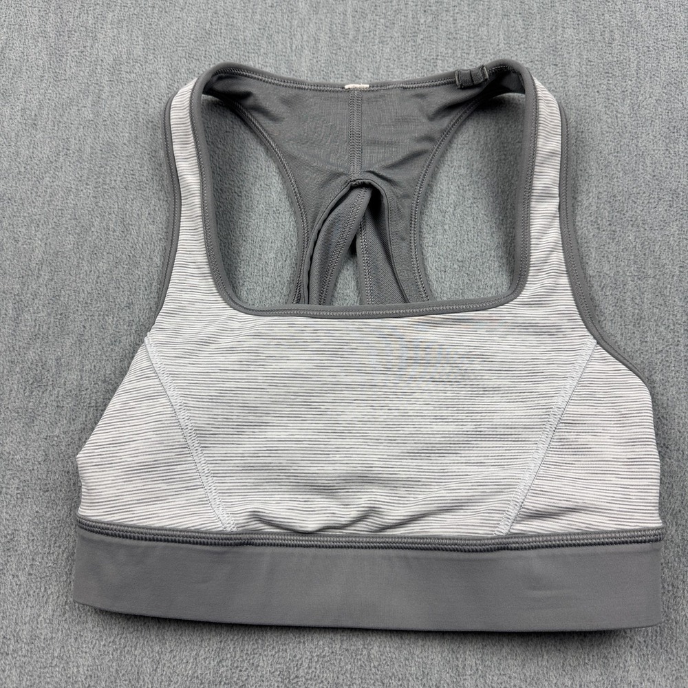 Lululemon Sports Bra Women 4 Gray Wee Are From Space Run With The Sun‎ Yoga Gym